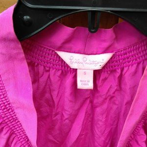Lilly Pulitzer Dahlia Top Hot Pink Sleeveless Tie Silk Blouse Size S $138